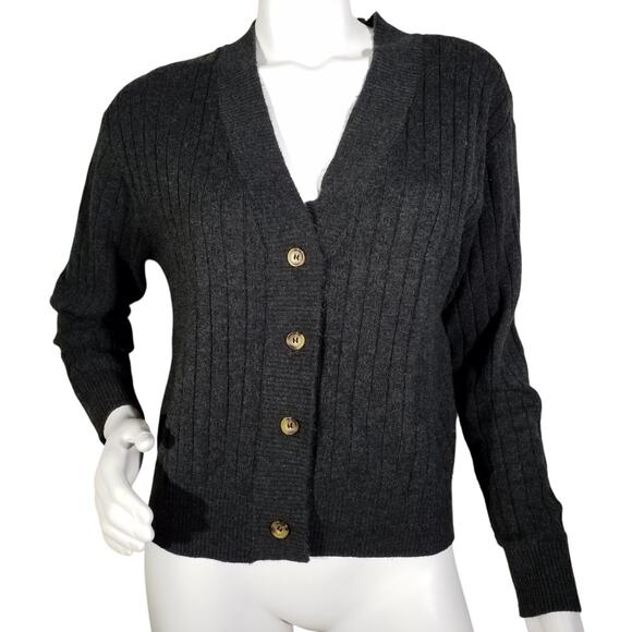Spiritual Gangster Womens Size XS Button Front Vneck Long Sleeve Cardigan Gray - Picture 1 of 8